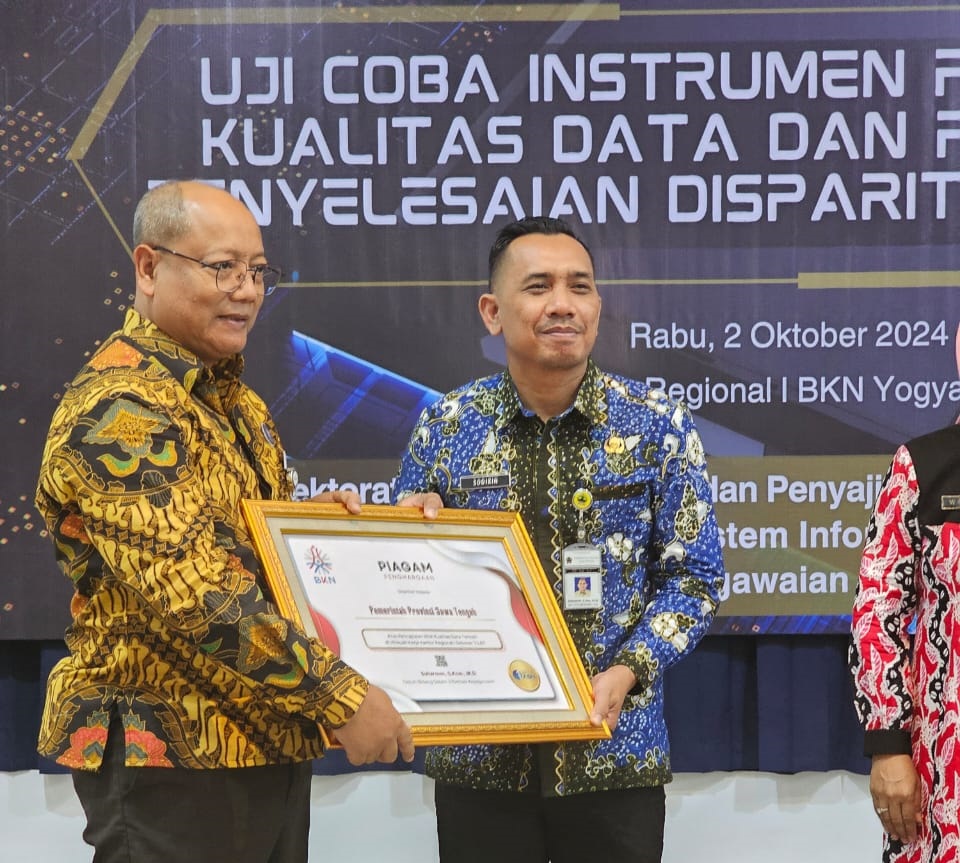 Provinsi Jawa Tengah Raih Penghargaan Kualitas Data ASN Terbaik dalam Uji Coba Instrumen BKN di Kanreg I Yogyakarta